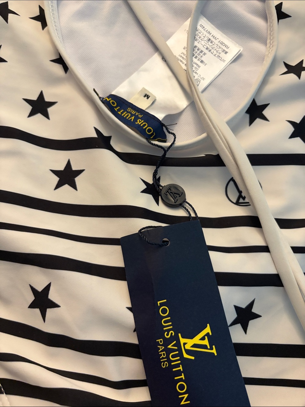 LV White One-Piece Swim with Black Star Print - Picture 3 of 3